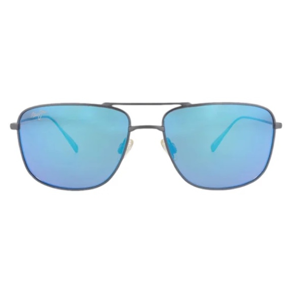 Maui Jim  Mikioi Titanium Blue Mirrored Rectangle Sunglasses